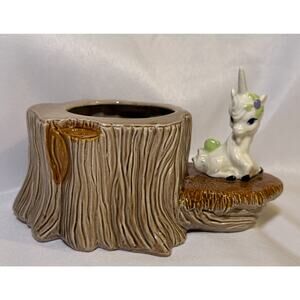 Vintage Ceramic Woodlands Unicorn Planter Kitsch MCM Cottagecore Fairycore